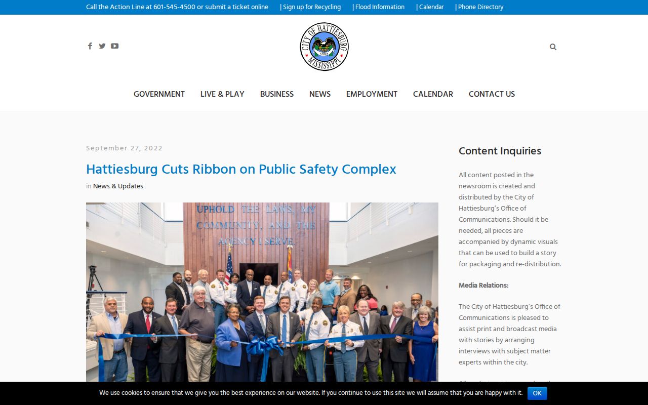 Hattiesburg Public Safety Complex housing the municipal court that issues Hattiesburg warrants